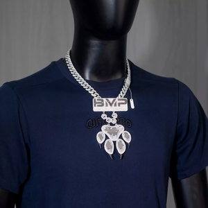 CONCEPTION Colgante de Plata de Ley 925 con Moissanita, Diseño de Garra de Animal, Estilo Hip Hop, Joyería Unisex para Fiesta, Cadena de Cuerda - Product Image 2