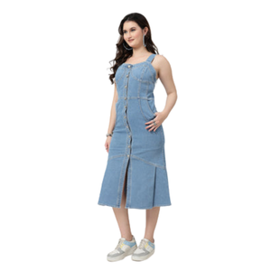 Vestido Largo Vaquero de Moda para Mujer, con Botones al Frente, Ropa Casual al por Mayor, Fabricante de Ropa - Product Image 2