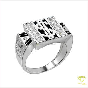 Anillo Cuadrado de Diseño para Hombre en Plata de Ley 925 con Diamante Cultivado en Laboratorio, Estilo Lujoso para Tiendas Minoristas, Revendedores e Importadores - Product Image 2