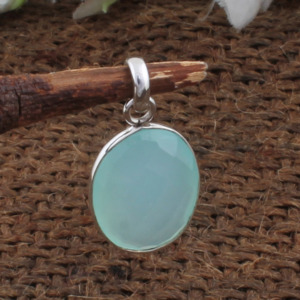 Pendentif en calcédoine aqua naturelle, collier en argent sterling 925, charme en pierre précieuse, bijoux fins faits à la main pour femmes, fournisseur en gros - Product Image 5