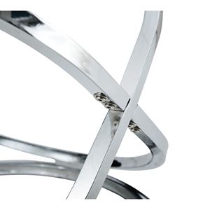 Tavolino da Caffè Moderno Rotondo in Vetro con Finitura Cromata e Piano in Vetro Temperato per Soggiorno, Tavolino Argento - Product Image 5