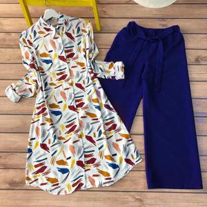 DESIGNER DIGITAL PRINT WORK KURTI AVEC PALAZZO BLUE - Product Image 1