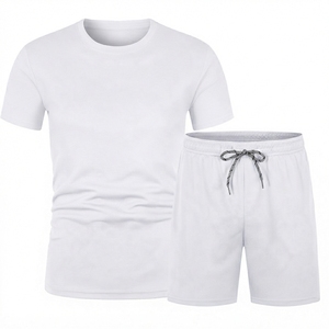 Conjunto Deportivo Informal Transpirable para Hombre, 80% Poliéster, Camiseta de Manga Corta y Pantalones Cortos para Correr y Entrenar, Conjunto de 2 Piezas - Product Image 3