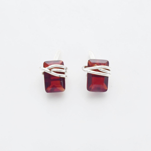 Elevated Minimalist Garnet <b>Stud</b> Earrings Brass Gemstone Silver Finish Ear <b>Studs</b> Wholesale 2026 Handmade Wearable Art - Product Image 3