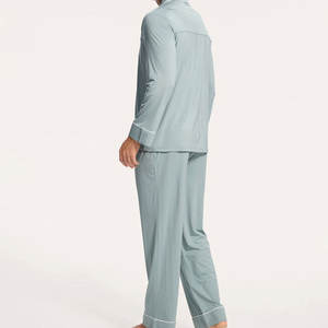 Conjuntos de Pijamas Personalizados con el Nombre de tu Marca para Hombre, Ropa de Dormir de Manga Larga, Pijamas de Jersey Orgánico, Traje de Noche - Product Image 2