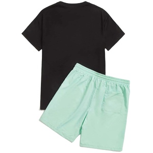 Conjunto de dos piezas de camisa polo y pantalones cortos de golf casuales de verano para hombre, talla grande, 100% algodón estampado, al por mayor - Product Image 5