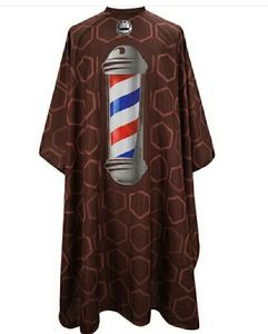 Bata de Barbero Impermeable de Poliéster Estilo Barberpole Marrón con Detección de Agujas y Fusión sin Costuras Unisex - Product Image 1