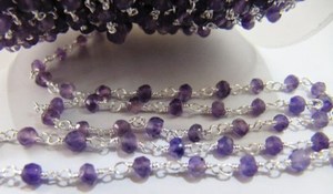 Amethyst Rondelle Faceted Size 3-4mm Beaded <b>Rosary</b> Chain - Product Image 3
