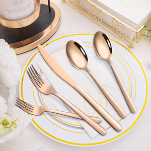 Rose Gold Metal Flatware <b>Set</b> High Mirror Polish Elegant Design Rust Resistant Cutlery Wedding <b>Dinnerware</b> At Best Price - Product Image 5