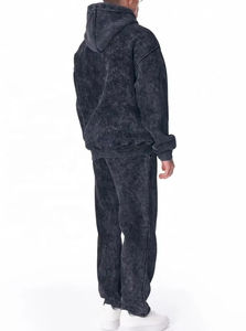 Ensemble de survêtement unisexe vintage 2026 pour homme, avec sweat à capuche et pantalon, orné de strass, délavé à l'acide, respirant, coupe oversize, fermeture éclair intégrale, personnalisé, en tissu épais - Product Image 5