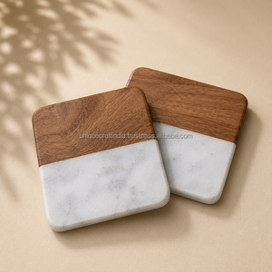 Juego de Posavasos de Madera y Mármol Hechos a Mano al por Mayor, Posavasos Redondos y Cuadrados de Tamaño Personalizado, Regalo para el Hogar - Product Image 4
