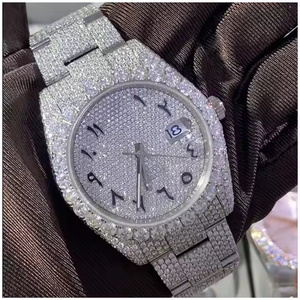 Montre à quartz haut de gamme Hip Hop Iced Out pour hommes avec cadran en moissanite et design de lunette glacée - Product Image 5
