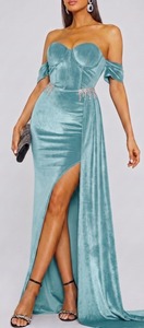 Unique Design Light Blue Velvet Polyester Fabric Soft Textile <b>Material</b> for Men Women Clothing and Designer Dress Making for Sale - Product Image 2