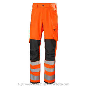 Pantalon de travail pour homme en polyester orange et noir réfléchissant certifié CE, plusieurs poches, résistant à l'abrasion, haute visibilité - Product Image 2