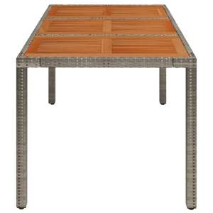 Mesa de patio de ratán polivinílico gris con tapa de madera 59,1 "x 35,4" x 29,5 "-Muebles de patio con estilo - Product Image 4