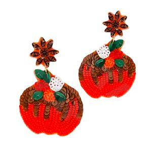 Boucles d'oreilles pendantes citrouille nouveauté perles faites à la main transfrontalières or à la mode créatif pour les fêtes Style chrétien - Product Image 1