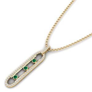 REYES Lujoso Collar con Colgante de Moissanita de Plata de Ley 925, Joyería Fina de Alta Calidad con Gema Esmeralda Chapada en Oro de 14K y 18K - Product Image 6