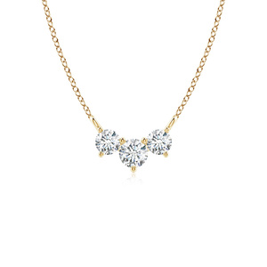 Collier pendentif avec trois diamants ronds de laboratoire, tendance, cadeau de mariage et de fête, en or 10K/14K/18K et argent 925/935 - Product Image 1