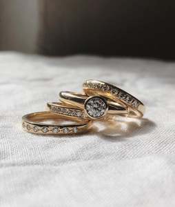 Anillos de compromiso de diamantes de oro macizo de 14 quilates con diamante redondo de 0.50 quilates cultivado en laboratorio, delicados y minimalistas, para propuesta de matrimonio y bodas, para mujer. - Product Image 5