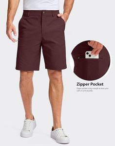 กางเกงขาสั้นลำลองผู้ชาย 7/9 นิ้ว กางเกงกอล์ฟแบบยืดได้ กางเกงทำงานสำหรับผู้ชาย มีกระเป๋า 4 ช่อง แห้งเร็ว น้ำหนักเบา - Product Image 4