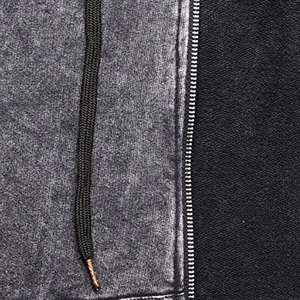 Sudadera con Capucha de Alta Calidad para Hombre, Lavada al Ácido, Desgastada, Transpirable, Ecológica, 100% Algodón, con Cierre de Cremallera, Diseño de Bloques de Color en Contraste - Product Image 5