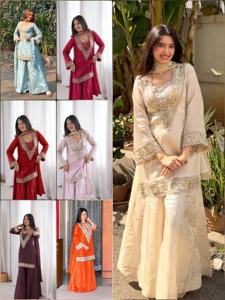 Light Blue Silk Embroidered Salwar Kameez Set Floor Length Indian Pakistani Outfit for Wedding Party Women - Product Image 6