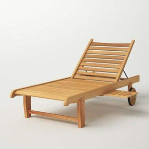 Tumbonas de madera de teca, especialmente seleccionadas para la playa o el jardín, equipadas con ruedas y respaldo plegable. - Product Image 2