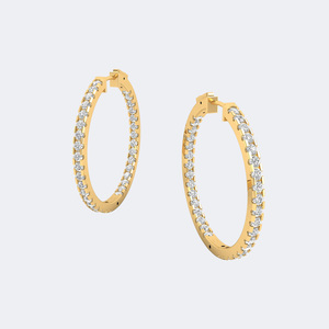 6.10CTW Round Cut Pave Set <b>Large</b> <b>Hoop</b> Earrings - Product Image 4