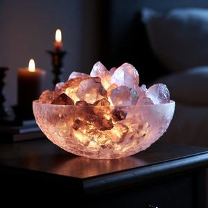Lámpara de Sal Rosa del Himalaya Natural, Brillo Suave, Cristal Decorativo para Dormitorio, Oficina, Hogar, Iluminación Relajante - Product Image 2