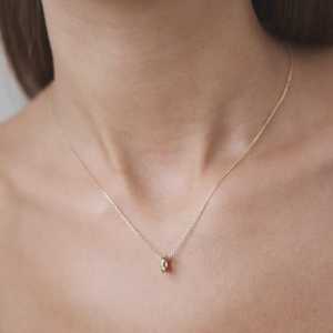 Collares con espaciadores tipo Rondel de oro macizo de 14k y 18k con diamantes redondos cultivados en laboratorio, de 15-18 pulgadas, minimalistas, con dijes de mini rueda, al por mayor - Product Image 4