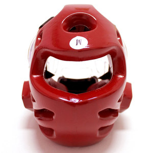 Protège-tête de boxe Econex Sports en cuir PU rouge avec fermeture à boucle, visière transparente et 7 aérations pour adultes, usage universel unisexe - Product Image 2