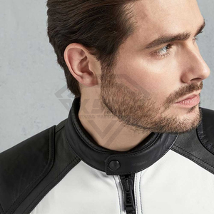 Blouson de motard en cuir véritable haut de gamme personnalisé pour homme – Manteau de course moto bicolore élégant – Vêtement en cuir véritable de haute qualité - Product Image 5