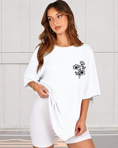 Camisetas de moda para mujer, 100% algodón, estampadas con gráficos DTF, cuello redondo, camisetas de verano, holgadas, de manga corta. - Product Image 2