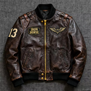 Chaqueta Bomber de Moda Vintage Personalizada con Cremallera, Chaqueta de Motociclista de Manga Larga, Chaqueta de Cuero PU para Motocross - Product Image 1