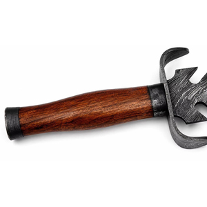 Cuchillo de punta de lanza de acero de Damasco hecho a mano, espada de hoja curva con mango de madera de espiga completa en venta - Product Image 3