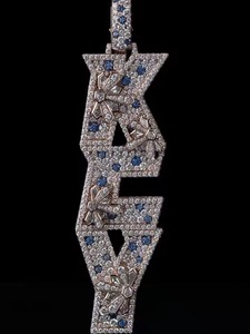 Two Tone Vertical Letter Moissanite <b>Pendant</b> Large Personalized <b>Initial</b> Letter 925 <b>Silver</b> Gold Plated <b>Pendant</b> Hip Hop Jewelry - Product Image 3
