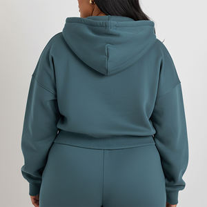 Sudadera con Capucha y Cremallera para Mujer, Color Sólido, Forro Polar, Manga Larga, Transpirable, con Logotipo Frontal, para Otoño - Product Image 3