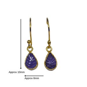 Pendientes Colgantes Chapados en Oro con Diseño de Hoja Azul, Engastados en Bisel, de Aleación, Estilo Vintage para Mujer - Product Image 2