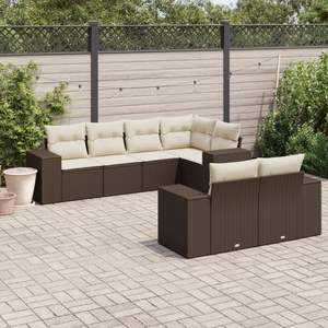 Grand ensemble de canapés de jardin modulaires en rotin PE marron - Product Image 1
