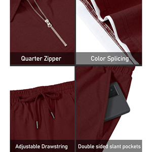 Boutique Quality Summer Loose Fit Casual Sporty Polo Collar Quarter Zip Short <b>Set</b> Men's Breathable Drawstring Shorts <b>Set</b> Men's - Product Image 2