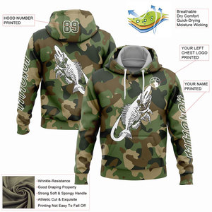 Sudadera de Pesca con Camuflaje Personalizado para Hombre, Sublimada, Transpirable, de Manga Larga, con Diseño de Esqueleto de Pez - Product Image 2