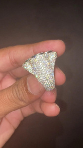 Hip Hop Clover <b>Ring</b> with Baguette Cut Moissanite Pave Setting 925 Sterling <b>Silver</b> <b>Statement</b> <b>Ring</b> Unique Wedding Gift - Product Image 4