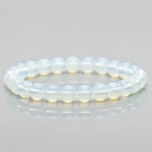 Bracelet extensible tendance en perles de pierres précieuses Opalite lisses de 8 mm de qualité AAA, bijoux cadeaux en gros - Product Image 3