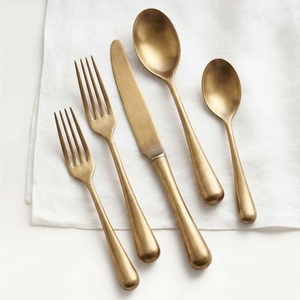 High Quality Brass Metal <b>Flatware</b> <b>Set</b> Vintage Gold Finish Tableware Cutlery <b>Set</b> For Restaurant & Home Use In Competitive Price - Product Image 1
