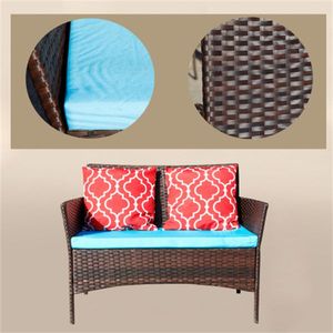 Divano da esterno in rattan marrone a 4 pezzi con cuscini, set di mobili da giardino - Product Image 3