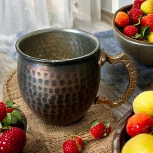 Tasse et mug en cuivre antique à texture gaufrée abeille avec poignée en laiton, écologiques, de qualité alimentaire, pour thé et café, style vintage - Product Image 6