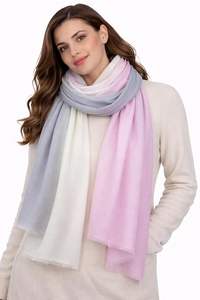 Estola de Diseño de Lujo VIC de Cachemira y Lana Fina, Tricolor Degradado, Transpirable, para Invierno, Unisex, para Uso Diario en Exteriores, Tamaño 70 x 200 cm - Product Image 2