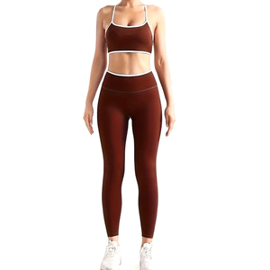 Conjunto de yoga de 2 piezas, pantalones deportivos para mujer que realzan los glúteos y sujetador deportivo, conjunto para correr, ropa deportiva informal transpirable de secado rápido - Product Image 1