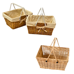 Panier en rotin fait main avec cadre robuste, poignées et doublure en coton pour le rangement à domicile - Product Image 1