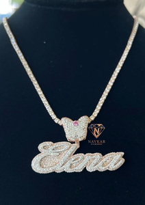 Iced Out Hiphop Diamond Round Brilliant Cut Letter Pendant 925 Sterling <b>Silver</b> <b>Silver</b> Plated for Men Women Luxury Rapper Jewelry - Product Image 2